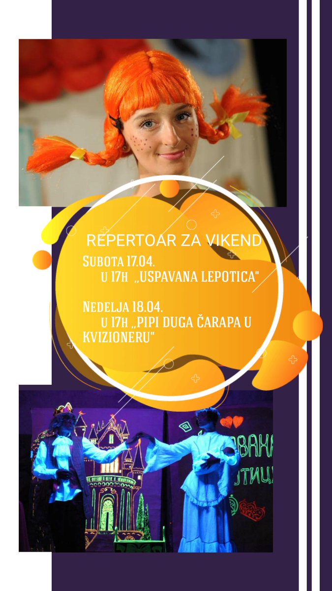 PTeatar's tweet photo. Repertoar za vikend!

Informacije i rezervacije na broj:
011/2418-524
060/3050-171

Pan teatar🎭
#pozoristepanteatar #pozoriste #pozoristezadecu #kultura #decijepozoriste #decijepredstave #zadecu #vikend #kudaupozoriste #beogradzadecu #beograd #kudazavikend #repertoar #april https://t.co/mEkfZdMI0H