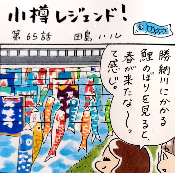 小樽のフリーペーパー・小樽チャンネルmagazine4月号発行しました。漫画 #小樽レジェンド !第65話載ってます。春には勝納川に鯉のぼりと大漁旗が合わせて約300枚飾られます。昨年は中止になりましたが、今年はどうかな?電子版→  