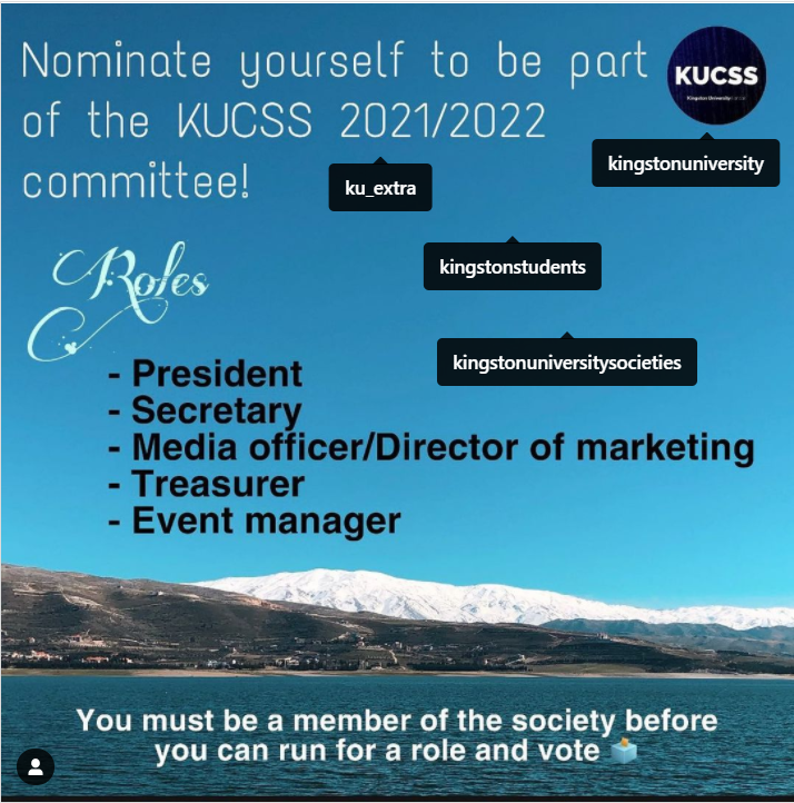 KUCyberSec's tweet photo. If you are interested in nominating yourself or have any questions about the roles and what they entail, please email: K1903666@kingston.ac.uk

We look forward to hearing from you!

I hope you have a lovely day :)

@union_kingston https://t.co/bUFV8K5akb