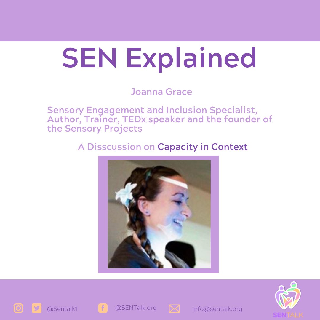 Come join us for our newest SEN Explained. Where we will be joined by Joanna Grace for a discussion on capacity in context, encouraging a wider perspective on different brains and notions of capability.

Thank you 💜

eventbrite.co.uk/e/capacity-in-…