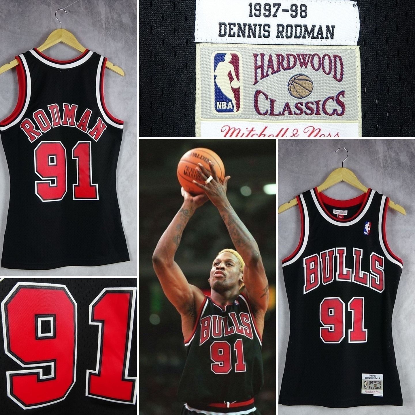 Mitchell & Ness Bulls Dennis Rodman camiseta negra