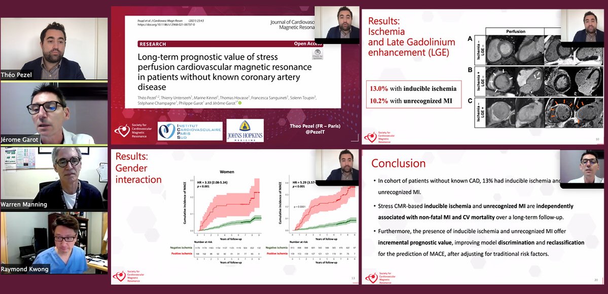 Institut Cardiovasculaire Paris Sud (ICPS) (@icps_institut) on Twitter photo At the JCMR Journal Club Dr. <a href="/PezelT/">Théo Pezel</a> presents article "Long-term prognostic value of cardiovascular stress perfusion magnetic resonance in patients without known coronary artery disease. Author Pr J.Garot joined the live event for the discussion.
<a href="/SCMRorg/">Society for Cardiovascular Magnetic Resonance</a> #CMR #WhyCMR #SCMR2021 At the JCMR Journal Club Dr. <a href="/PezelT/">Théo Pezel</a> presents article "Long-term prognostic value of cardiovascular stress perfusion magnetic resonance in patients without known coronary artery disease. Author Pr J.Garot joined the live event for the discussion.
<a href="/SCMRorg/">Society for Cardiovascular Magnetic Resonance</a> #CMR #WhyCMR #SCMR2021