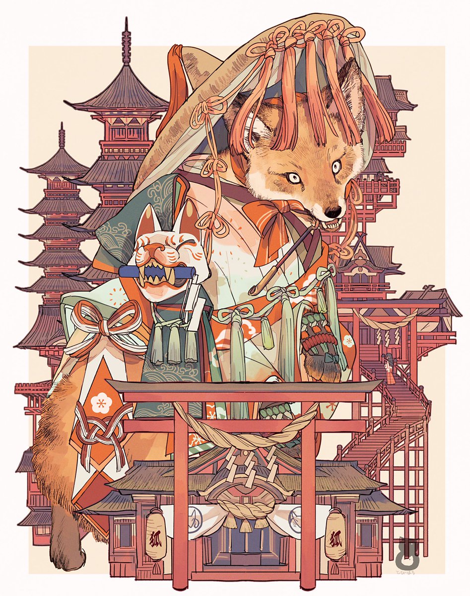 tanuki east asian architecture architecture hat japanese clothes solo clothed animal  illustration images