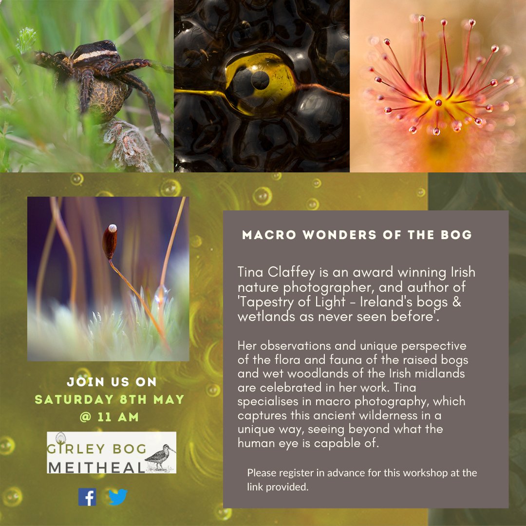 A date for the diary! Join us 8th May <a href="/11am/">11 am in morning</a> to welcome <a href="/TinaClaffey/">TinaClaffeyPhoto</a> who will share her amazing photography of Ireland's boglands in miniature Registration: tinyurl.com/2x2c95a4 <a href="/bohermeenbog/">Bohermeen Bog Development Group</a> <a href="/EmlaghC/">Emlagh and Oristown Bog Conservation</a> @MeathClimate <a href="/MeathLibrary/">Meath County Library</a> <a href="/meathchronicle/">Meath Chronicle</a> <a href="/meathtourism/">MeathTourism</a> <a href="/forum_wetlands/">Community Wetlands Forum</a>