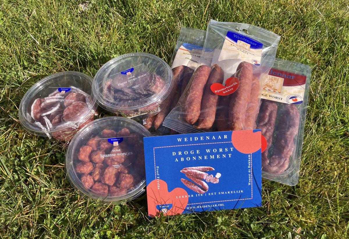 WeidenaarDokkum's tweet photo. Sluit je eigen droge worst abonnement af of geef een abonnement cadeau!
3 x per jaar ontvang je een droge worst pakket van Weidenaar met diverse soorten droge worst, geselecteerd door onze worstmakers.
>>https://t.co/O5btaH5bhG
#worst #drogeworst #cadeau #cadeautip https://t.co/OKxlVQDqgk