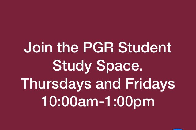 PGR Study Space is on. Join through the LBSU Postgraduate Research Student Community Microsoft Channel. @damien_page <a href="/ShonaHunter/">Shona Hunter</a> <a href="/LBUResearch/">GraduateSchool</a> <a href="/LeedsBeckettSU/">Leeds Beckett Students' Union</a> <a href="/MadzunzuTendayi/">Tendayi Madzunzu</a> <a href="/lsenior19/">Lauren Senior</a> @drweyoms