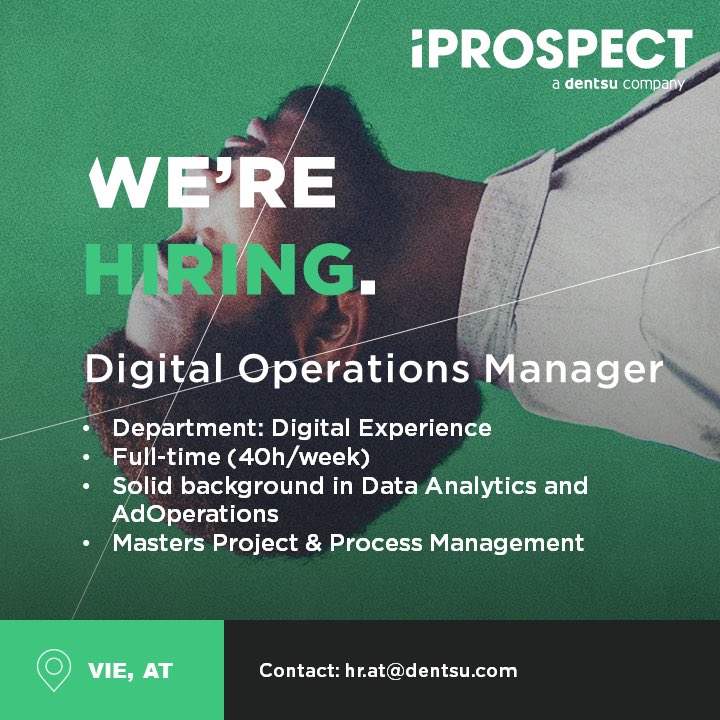 iProspectAT's tweet photo. Du bist auf der Suche nach neuen Herausforderungen? Wir haben da was! 😉
Weitere Infos unter: https://t.co/zGKKXEJzIv https://t.co/c8SaAeYaev