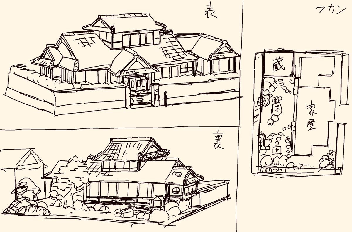 製作中の漫画内でメインの舞台となる家屋のガワを考えていた1日だった。

配置だけ決めて細かいディティールは原稿作業時に考えるやり口。 