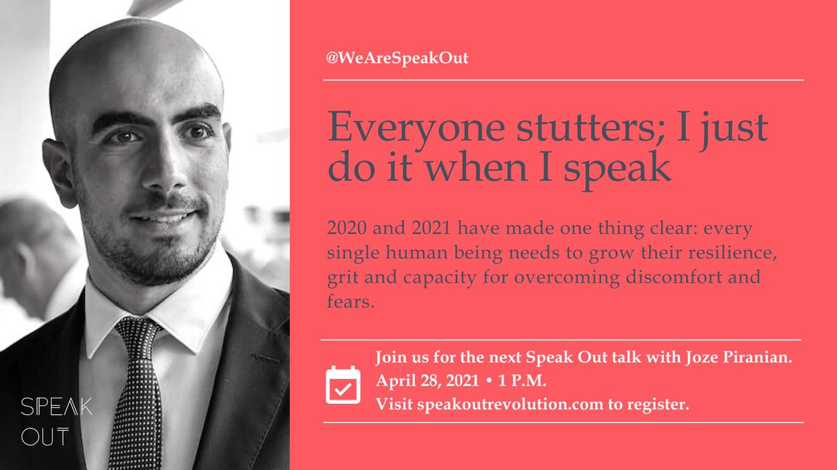 Join us for the next  #SpeakOut talk on 28th April 1pm - to discuss #inclusion and #resilience with <a href="/JozePiranian/">Joze Piranian</a> . 

Register for a ticket @ speakoutrevolution.co.uk/events/overcom…
