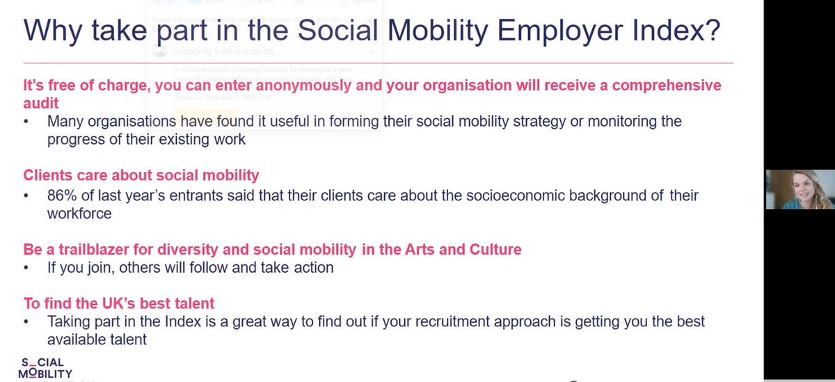 Fantastic conversation yesterday with our #CreativeBursaries partners, discussing our new pilot project with @SocialMobilityF. Bringing arts/cultural employers into the Social Mobility Employer Index for the first time to benchmark social mobility data and activity in our sector.