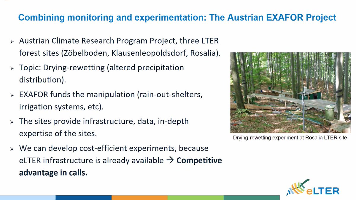eLTER_Europe's tweet photo. The talk of @ediazpines touched upon the Austrian EXAFOR Project - a #climate research program project combining monitoring and experimentation in 3 LTER sites.

The sites provide access to large amount of #data for almost no cost ➡️ a cost efficient approach!
#ForestEcology https://t.co/HqLDBIiref
