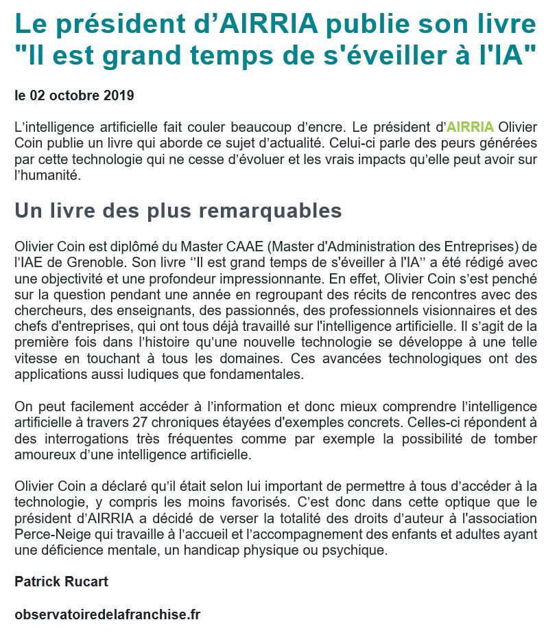 OlivierCoin's tweet photo. Prochaine conférence sur l'Intelligence Artificielle avec le RYLA (formation au leadership de jeunes futurs managers, organisée par le Rotary) https://t.co/568Qdfitjj