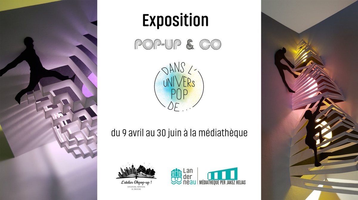 med_landerneau's tweet photo. Jusqu'au 30 juin, la #médiathèque accueille l’#exposition « Pop-Up &amp; CO et dans l’Univers Pop de… ». 
Cette exposition est présentée par Julien Laparade (L’atelier Ohpop-up !, spécialiste du livre animé).
https://t.co/QBMYgtwMi4
#landerneau https://t.co/jBMAqrKwmW
