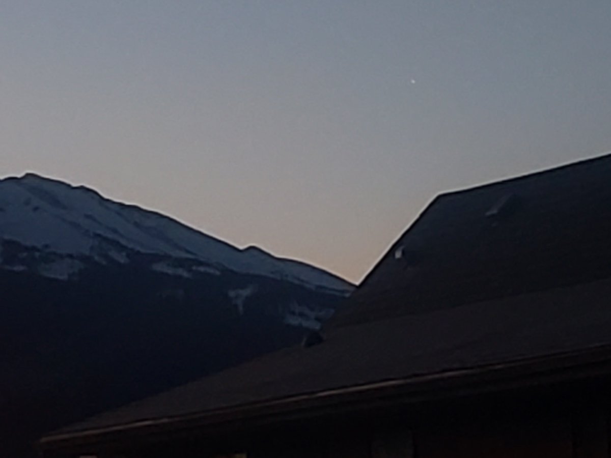 Venus at dawn over Jasper's Signal Mountain...(can you see it at upper-right?)