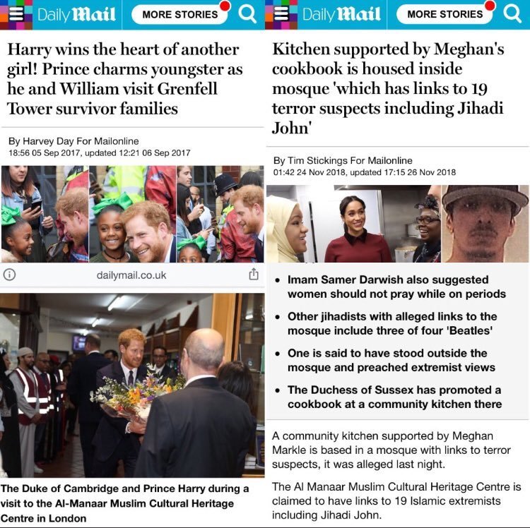 Exhibit 18A:  #TerrorGate Wills and Harry visit a community centre after the Grenfell Tower fire and receive positive press attention. Meghan visits the same place, and now the press explores a possible terrorism link. Thank you  @PaganTrelawney for the detective work.