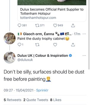 When the Dulux social media manager goes rogue on the day the brand announces their sponsorship deal with Spurs...