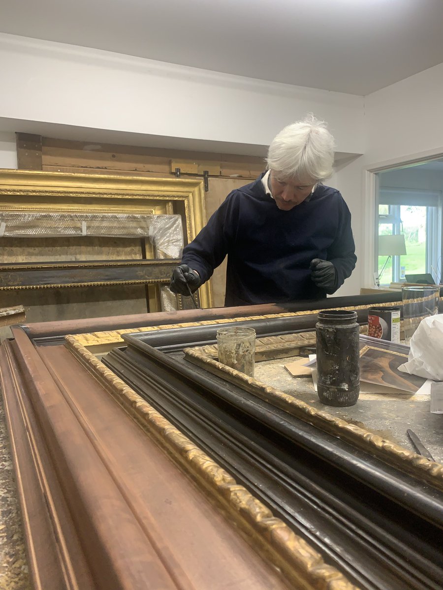 Making a start on ebonising a large reproduction of a 17 th century frame #percevaldesigns #art #interiordesign #framing #artgallery