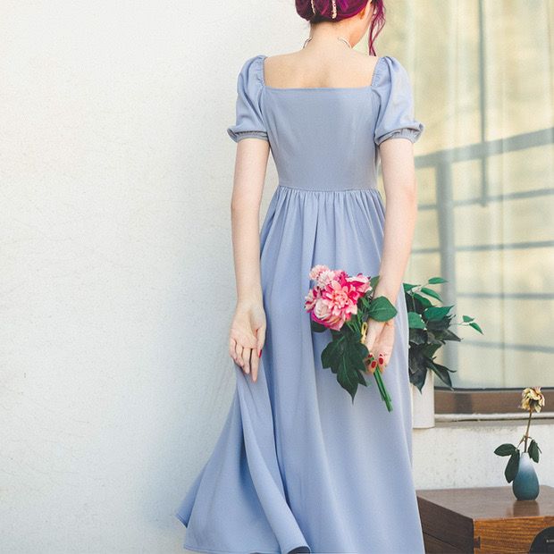 Manusmachina 天青色の霧青レトロワンピース T Co W9umtxaurn 晴れ渡る空にあふれる 青 が美しいレトロワンピース しんと透きとおった空は澄んだ水色となり 神秘的な静けさを放っています 胸元のボタン装飾が素敵 儚げな薫りのするフェミニンな