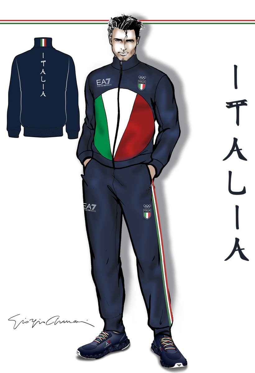 8th_month's tweet photo. こちらはジョルジオ・アルマーニ(エンポリオ・アルマーニ)がデザインしたイタリアの東京オリンピック公式ユニフォーム。
https://t.co/p6L1RHBa5R https://t.co/pmsGPAnytn