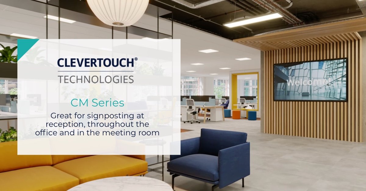 myClevertouch's tweet photo. Clevertouch's CM Series is great for signposting at receptions, throughout the office and in meeting rooms. Contact a member of the team today! https://t.co/CNtQ3hnfr3 #avtweeps #digitalsignage #myclevertouch #clevertouch #cmseries #workplace https://t.co/G3GgOqUEXb