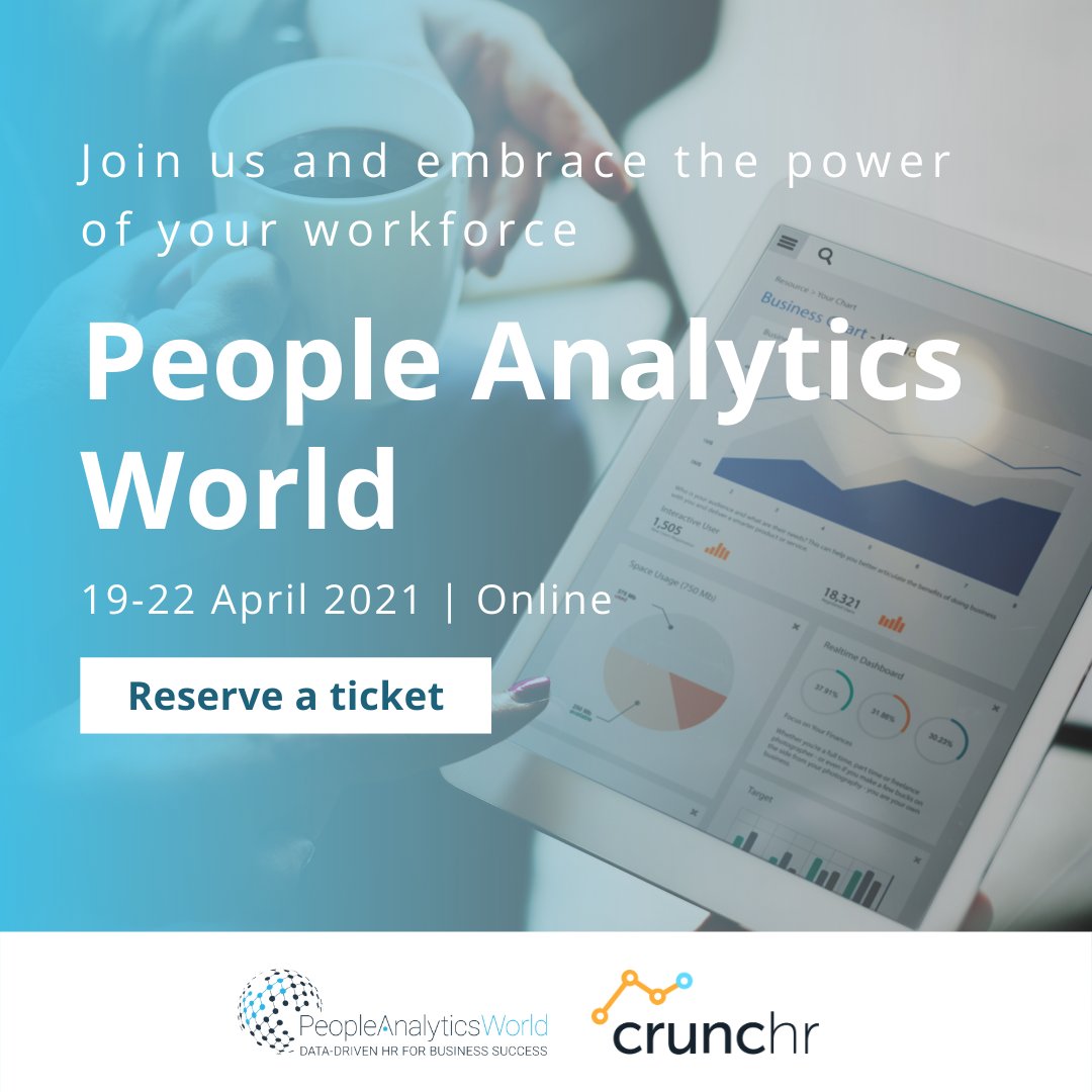We look forward to attending People Analytics World 2021! Feel free to reserve your ticket via the link below and (virtually) visit our booth at the event. bit.ly/3g3X04f #Crunchr #PAWorld21 #PeopleAnalytics #WorkforceAnalytics #HRAnalytics