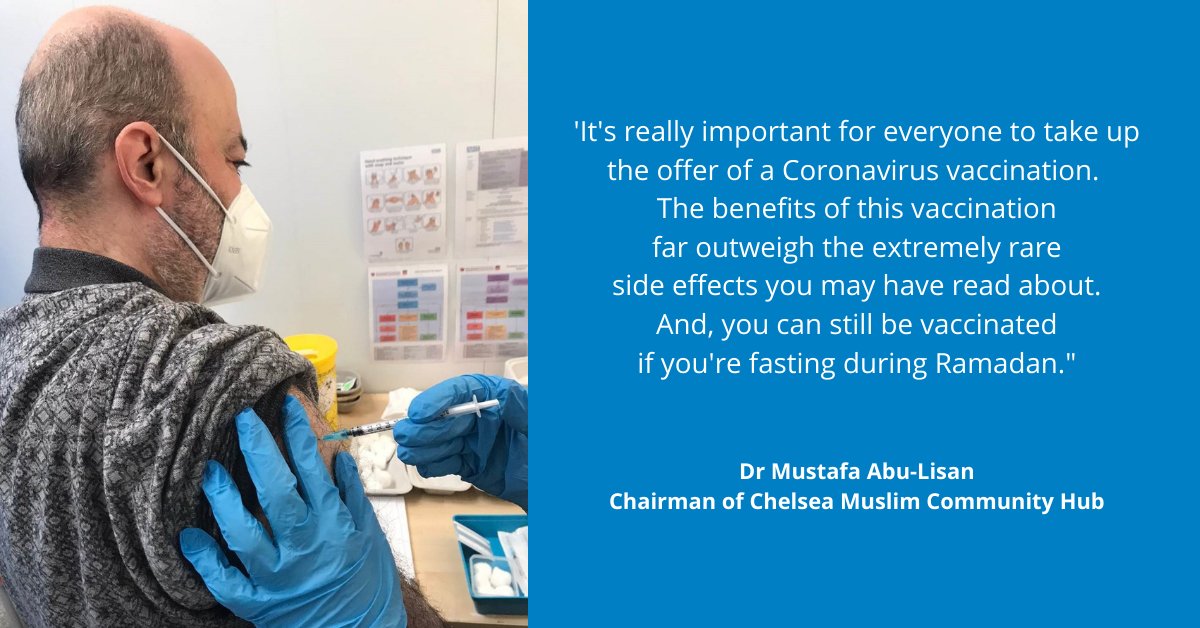 Dr Mustafa Abu-Lisan, Chairman of Chelsea Muslim Community Hub recently had his vaccination and this is what he had to say about it 👇

<a href="/almanaar/">Almanaar/MCHC</a> <a href="/chelseamuslims/">Chelsea Muslims</a>