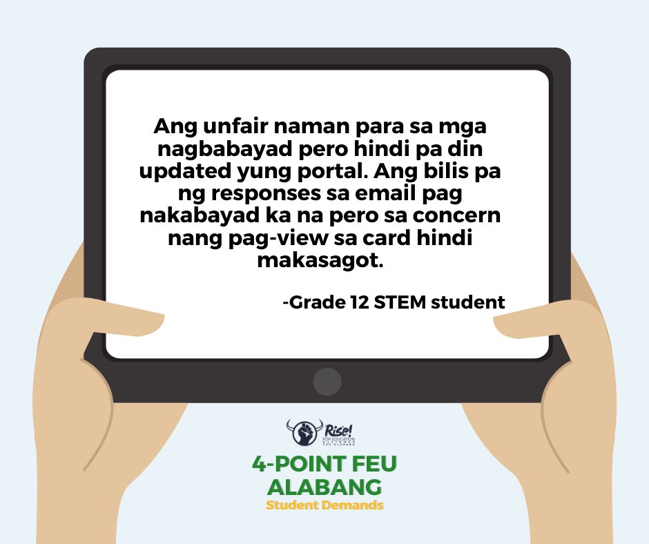 READ: One of the concerns of the students regarding the services of one of offices. 

Not only are they burdened with the high cost of tuition, the school continues to charge students questionable and unnecessary fees. 

#NoStudentsLeftBehind