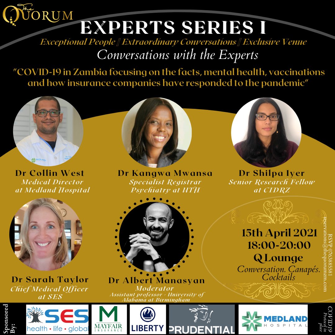 QuorumZambia's tweet photo. TONIGHT! Our "Experts Series I" will be live streamed on our Facebook Page. Join us at 18:30 to listen in to our conversations with the experts, giving you a sneak peak of what happens at Zambia's most #ExceptionalExtraordinaryExclusive #MembersOnlyClub  #TheQuorum https://t.co/PeO2YYqobh
