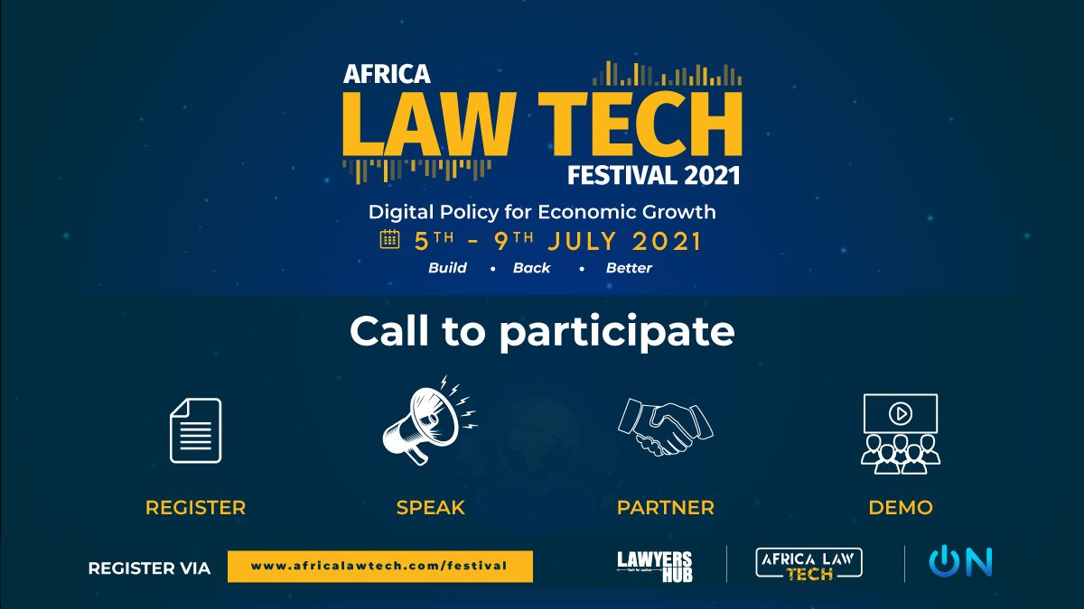lawyershubHQ's tweet photo. 🌟OPPORTUNITIES 🌟
Africa Law Tech Festival, 2021
📢 Call To Participate
Register, Speak, Demo or Partner with us
🔗https://t.co/CZWi8hwuN1

#LawTech #Africa #LegalTech #LegalInnovation #AfricaLawTech https://t.co/P6f2xUnNTG