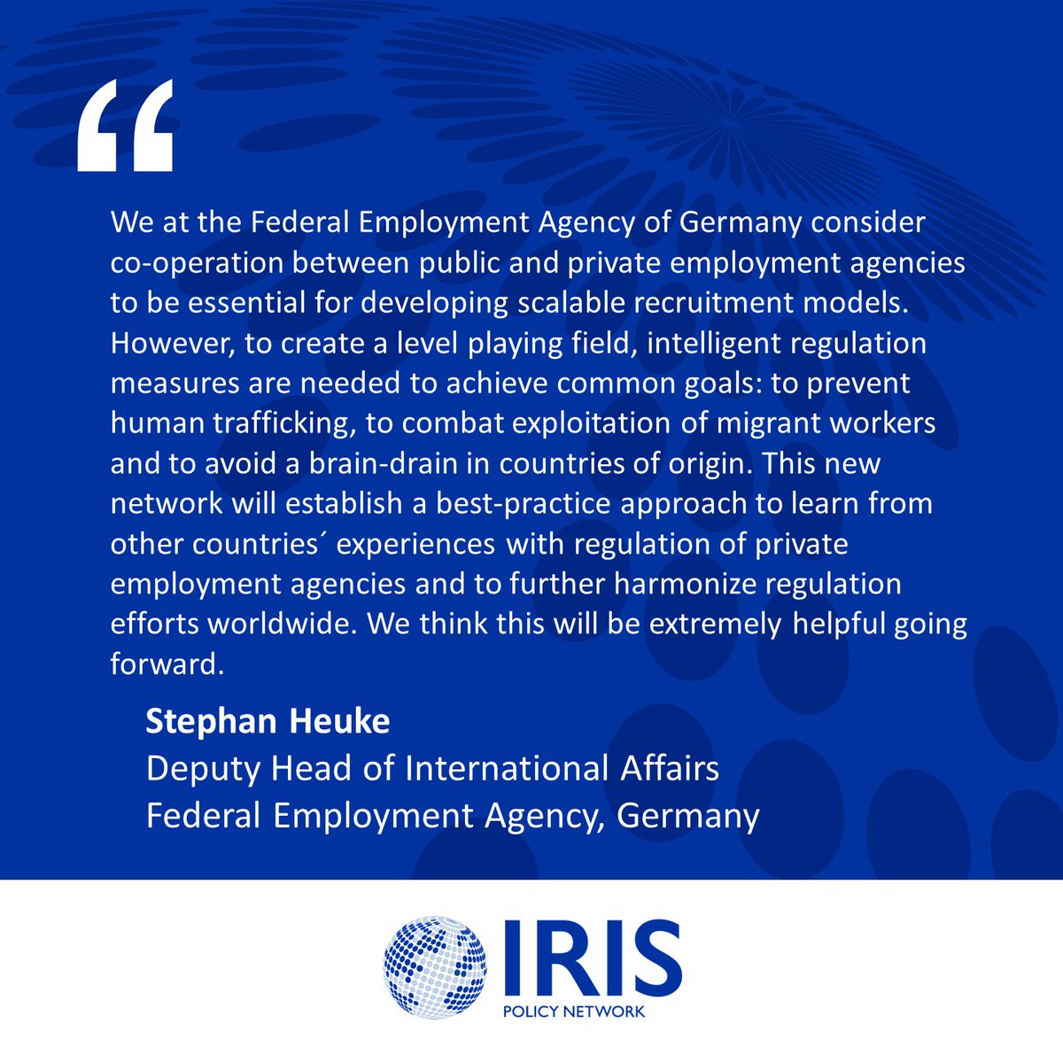 So pleased to hear from experts on the current #GFRR2021 panel on recruitment of care workers. Including Stephan Heuke, who we're honored to have as representative in the <a href="/IRIS_programme/">IRIS</a> Global Policy Network <a href="/IOMGermany/">IOM Germany</a>