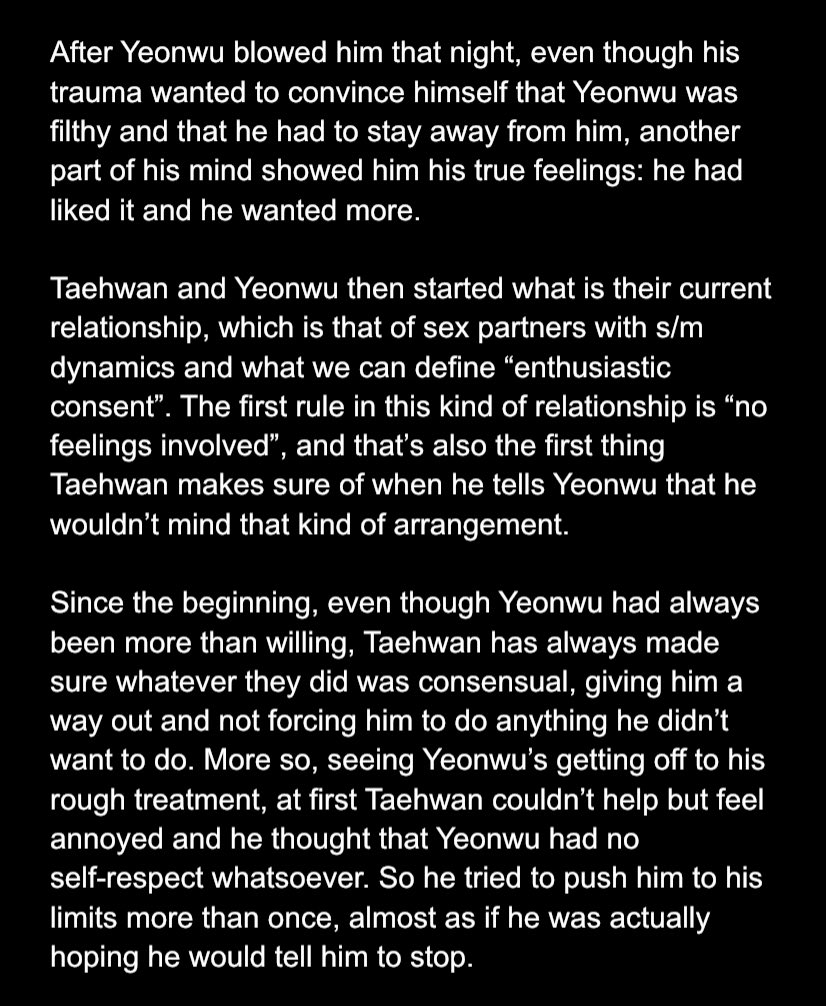 3. Taehwan and Yeonwu.TH and YW first met in high school. I think Taehwan really felt safe and comfortable with him and that, if YW hadn’t pushed it by touching and kissing him while he was asleep and vulnerable, he would have slowly started to explore his feelings towards him.