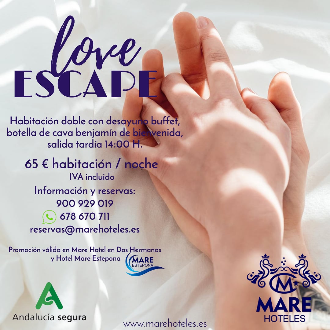 😊Disfruta de una escapada romántica en Hotel Mare en Dos Hermanas y Hotel Mare Estepona

Información y reservas:
📞900 929 019
WhatsApp 678 670 711
📨reservas@marehoteles.es
.
 #marehoteles #hotelesconencanto #escapadasconencanto #doshermanas #estepona #esteponabeach #style