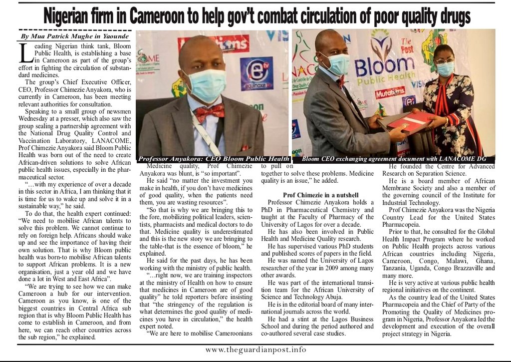 bloompubhealth's tweet photo. Our presence in #Cameroun as reported by the Guardianpost.
#BloomCameroun #news https://t.co/sjjPw3DAKs