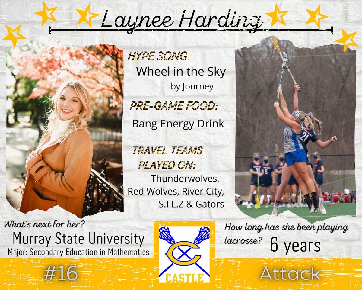 castlegirlslax's tweet image. Senior Spotlight on Laynee Harding.  Laynee is a Varsity team captain and is a leader on and off the field.  We love Laynee!
See our full roster and schedule and castlegirlslacrosse.com
