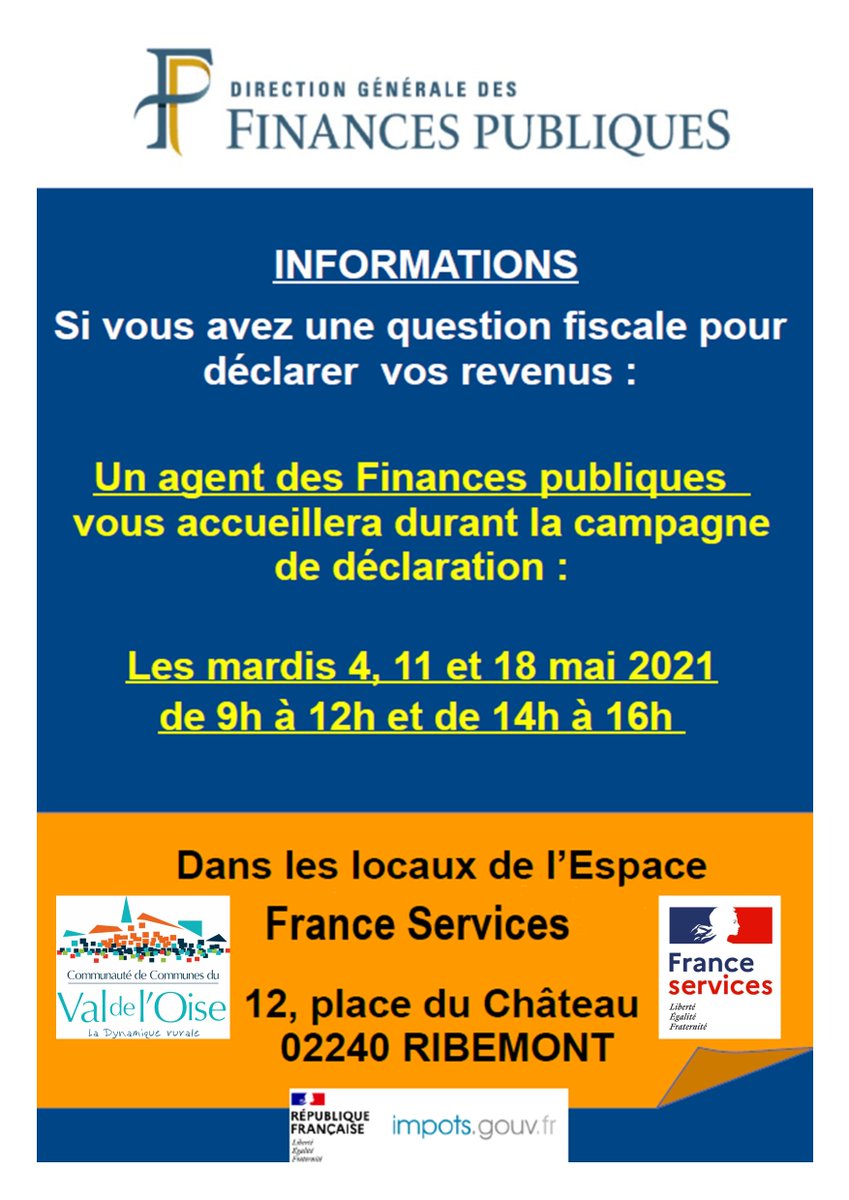 #Franceservices Permanence d'un agent des finances Publiques #DGFIP #CCVO #Aisne