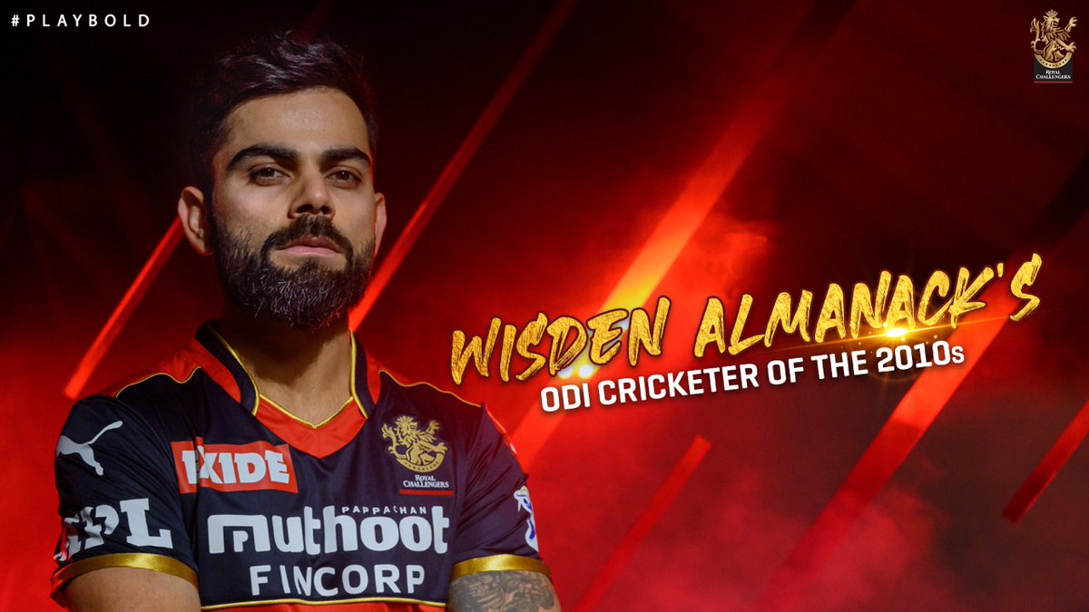 RCBTweets's tweet photo. The awards keep coming for King Kohli 👑

Congratulations to our Skipper on being named the Wisden ODI Cricketer of the 2010s. 🙌 🤩

#PlayBold #WeAreChallengers https://t.co/Qcxzcak9Lu