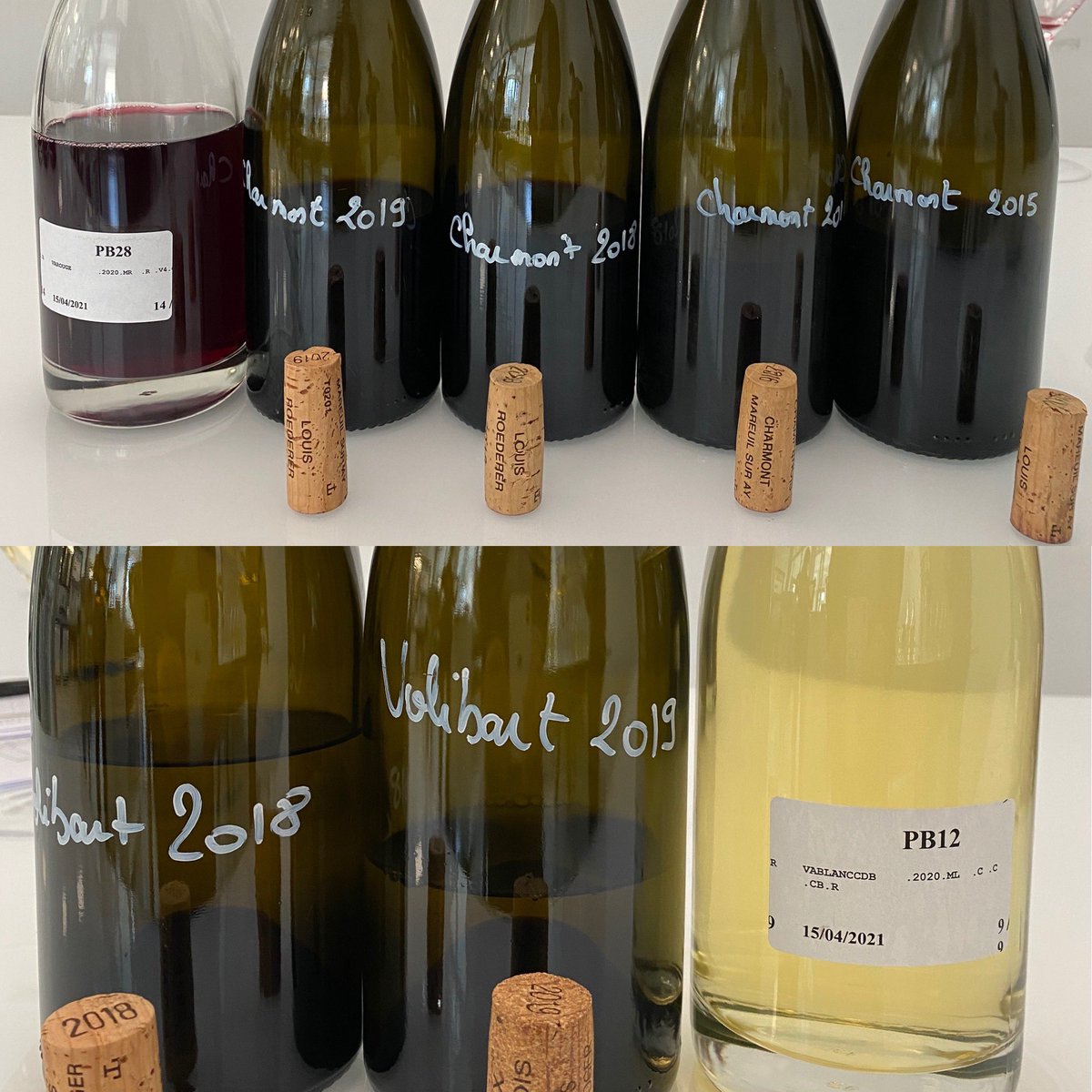 Exciting preview of the trilogy #HommageaCamille 2018/2019/2020. Pinot noir single vineyard from “Charmont”, Mareuil-sur-Ay (and a few trials in 2016/2015) &amp; Chardonnay from “Volibarts”, Mesnil-sur-Oger. #InPursuitofTaste -JBL