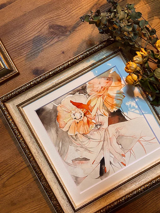 水鏡(みずかがみ) ヴィフアール水彩紙・絵墨・顔彩
Making↓ 
