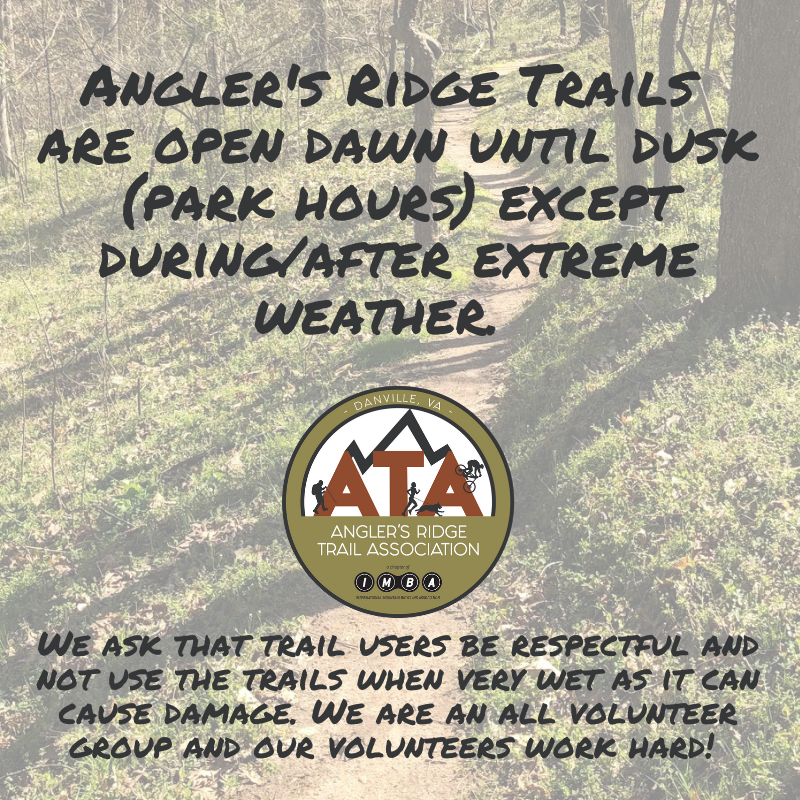 AnglersRidgeTrl's tweet photo. When are the parks open? 
#playdanvilleva #mtb #mtblife #trailrunner #trailhiker #singletrack #playdanvilleva #lovewhereyoulive https://t.co/H04AQQNEX6