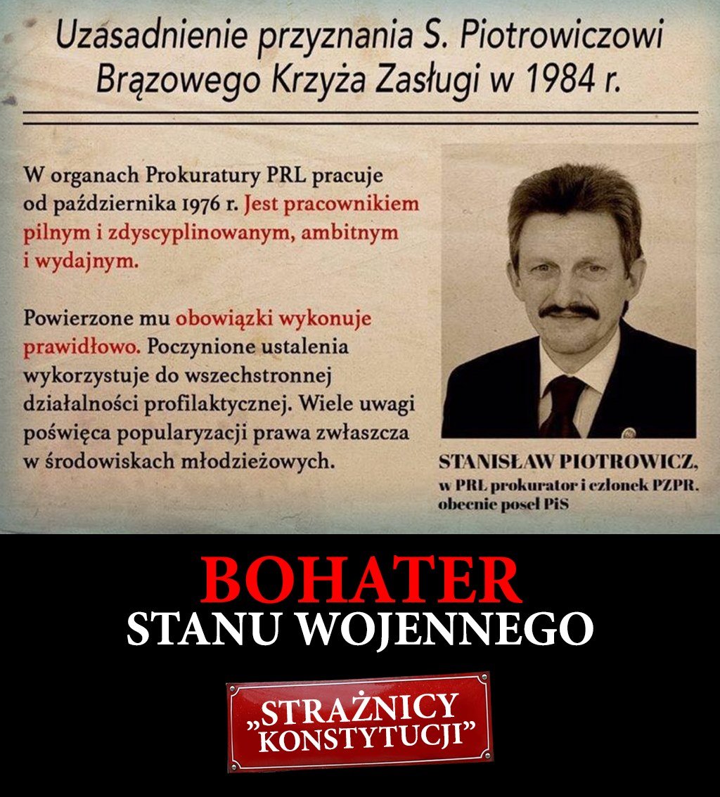 eRZet on Twitter: "Komunista Jaruzelski rozpoczął, komunista Piotrowicz zakończył niezależny urząd Rzecznika Praw Obywatelskich. Miłośnik komunizmu Kaczyński lubi to! #PISmafia https://t.co/p4NI0o1GYO" / Twitter