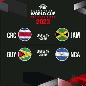 Chomingo_'s tweet image. #PreQualifiersFIBA 🌍

HOY - J1

🏀 Costa Rica 🇨🇷 vs Jamaica 🇯🇲
⏰ 4 pm

🏀 Guyana 🇬🇾 vs El Salvador 🇸🇻
⏰ 7:15 pm

🏟️ Ambos partidos son en el Gimnasio Nacional "José Adolfo Pineda".

#PQF