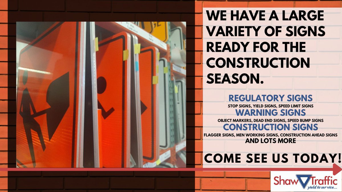 Call or come see us today!

shawtraffic.com
Call us Toll Free: 1-(866) 677 2100

#menworking #yycsigns #constructioncalgary #yycconstruction #warning #stopsign #speedlimit #construction #abconstruction #ab #alberta