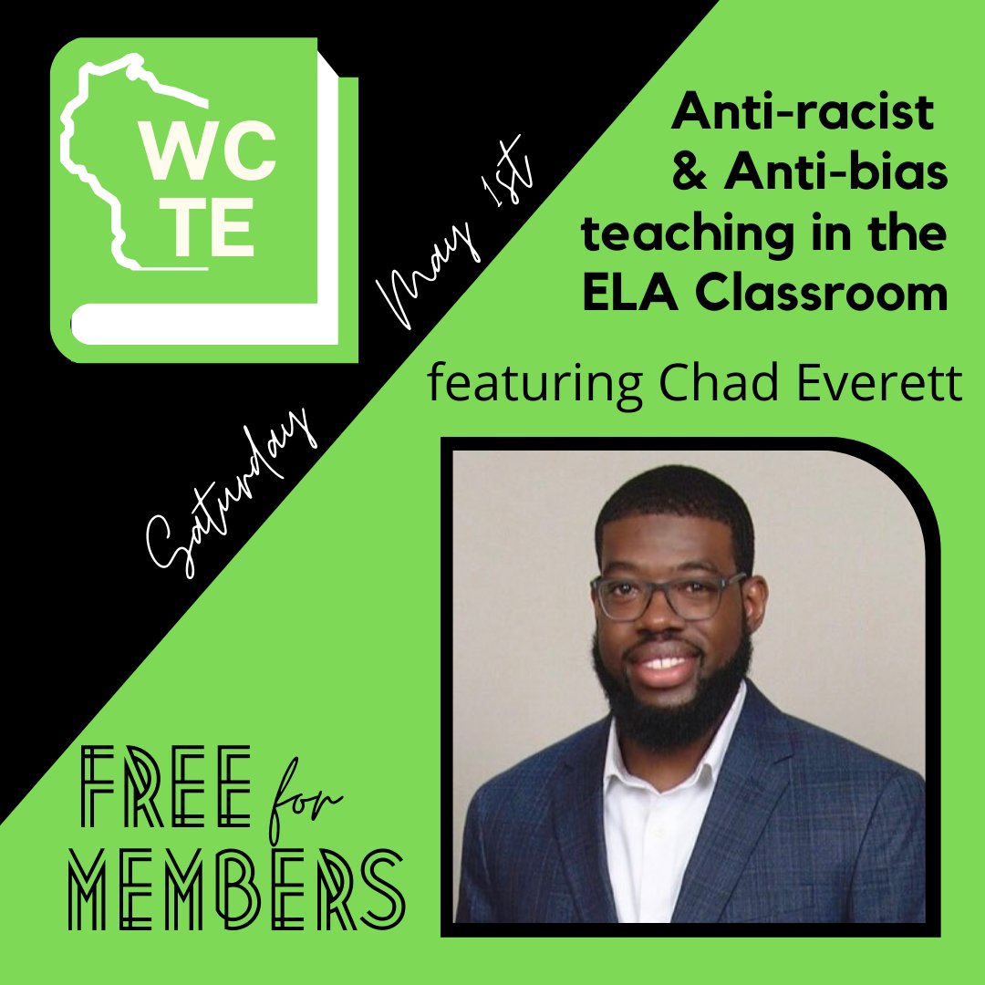 If you thought you had nothing going on May 1st, you're sadly mistaken. Don't miss this opportunity to be part of a webinar on anti-racist and anti-bias teaching with <a href="/chadceverett/">Chad Everett</a> Best thing? It's free to WCTE members. 
ow.ly/jA0B50EpBjP