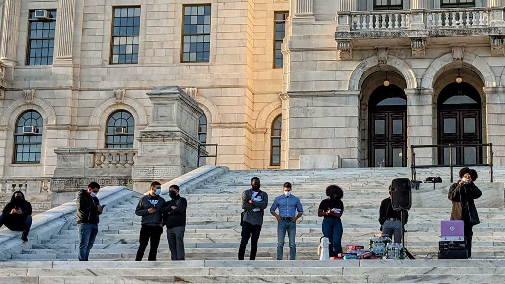 EnriqueForRI's tweet photo. Yesterday, @blmripac alongside many strong and powerful activists, advocates and politicians from all across the Rhode Island community stood in solidarity and support with Daunte Wright who was murdered at the hands of the police. We are all united as one and will fight on✊🏿✊🏾✊🏼 https://t.co/d3TwP9kRae