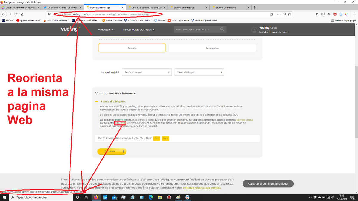 Sam_Ikadi's tweet photo. @vueling el formulario me dice de utilizar el mismo sitio web, o el servicio de telefono que no responde en Francia. Su formulario no funciona. https://t.co/shZQV4cMVq