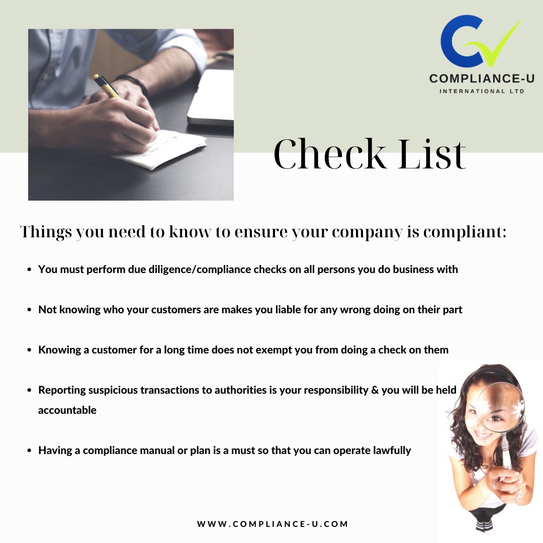 ComplianceUIntl's tweet photo. Is your company following the relative laws, regulations, standards &amp; ethical practices that apply to your organization &amp; industry? To find out 👉https://t.co/qM69sECUFh page down to the bottom for a questionnaire to see if you're doing enough.#Compliance #KYC #ThursdayThoughts https://t.co/n7CJtS6wr9