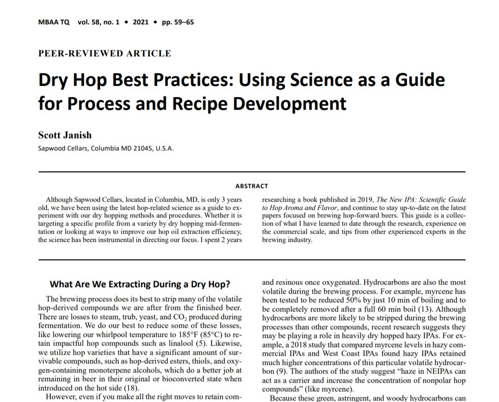 New Post | Dry Hop Best Practices: Using Science as a Guide for Process and Recipe Development

I had an article peer-reviewed and published! 

scottjanish.com/dry-hop-best-p…