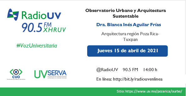 CUO_UV's tweet photo. Sintoniza HOY #VozUniversitaria de Radio UV 📻
y conoce el trabajo del Observatorio Urbano y  Arquitectura Sustentable (OURBE).

➡14:00 h | 90.5 FM y en línea: https://t.co/Yvdwvvazju

Sitio web: https://t.co/BJcic3XMaF https://t.co/emfml1Sz9W