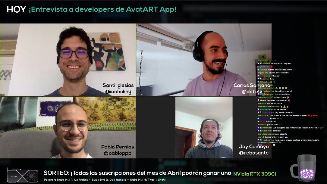 DotCSV's tweet photo. ESTAMOS YA EN DIRECTO ENTREVISTANDO AL EQUIPO DE AVATART APP!! ⭐⭐⭐⭐⭐ https://t.co/XVbN3scAue
