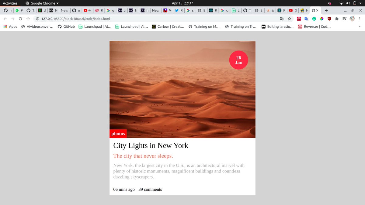 R1D72 #100DaysOfCode #AltCampus
-Learned about, Why Learn React?
-Learned about, React and ReactDOM
-Learned about, Babel and JSX
-Completed 3 assignments using Babel and JSX